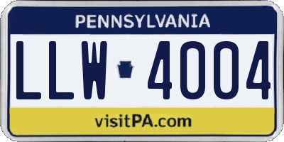 PA license plate LLW4004