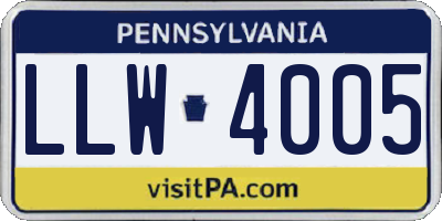 PA license plate LLW4005