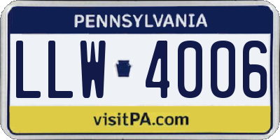PA license plate LLW4006