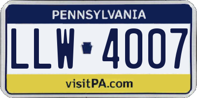 PA license plate LLW4007