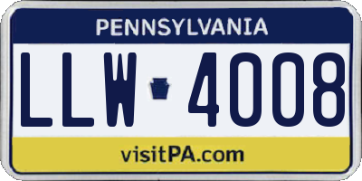PA license plate LLW4008