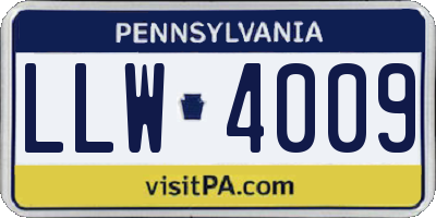 PA license plate LLW4009