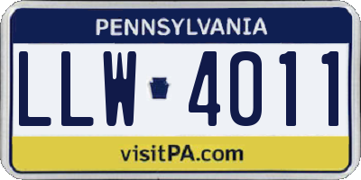 PA license plate LLW4011
