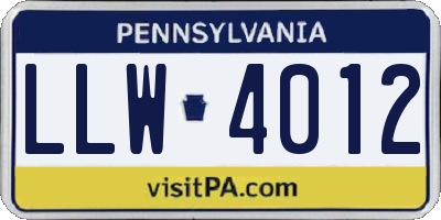 PA license plate LLW4012