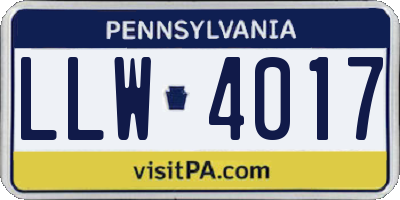PA license plate LLW4017