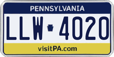 PA license plate LLW4020
