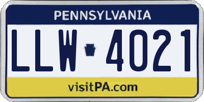 PA license plate LLW4021