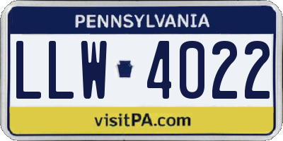 PA license plate LLW4022