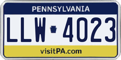 PA license plate LLW4023