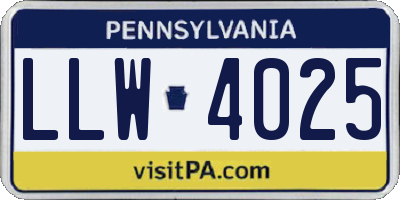 PA license plate LLW4025