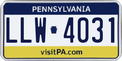 PA license plate LLW4031