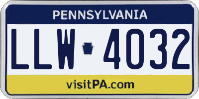PA license plate LLW4032