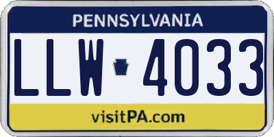 PA license plate LLW4033