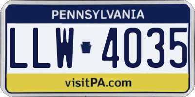 PA license plate LLW4035