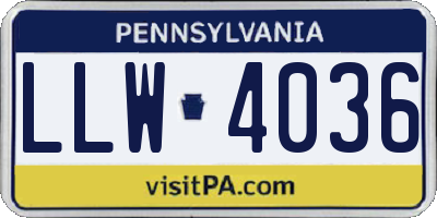 PA license plate LLW4036