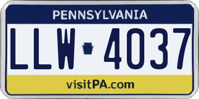 PA license plate LLW4037