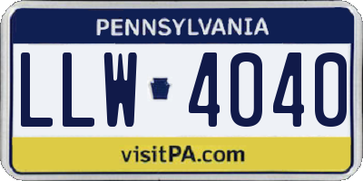 PA license plate LLW4040