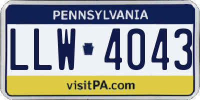 PA license plate LLW4043
