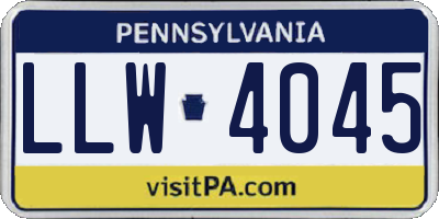 PA license plate LLW4045