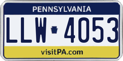 PA license plate LLW4053