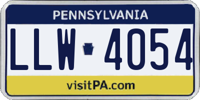PA license plate LLW4054