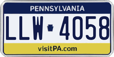 PA license plate LLW4058