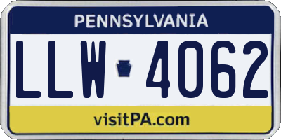 PA license plate LLW4062