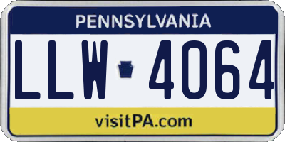 PA license plate LLW4064