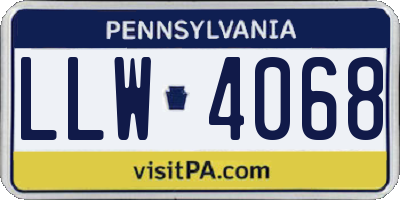PA license plate LLW4068