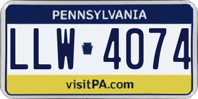 PA license plate LLW4074