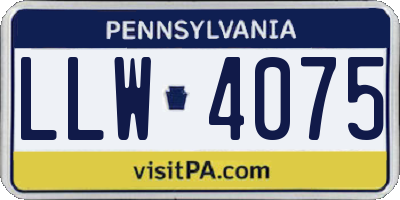 PA license plate LLW4075