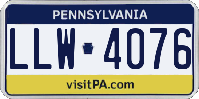 PA license plate LLW4076