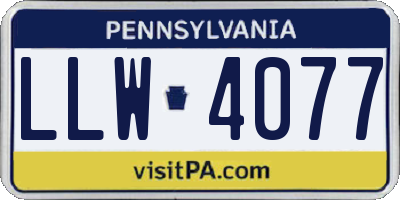 PA license plate LLW4077