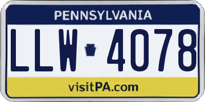 PA license plate LLW4078