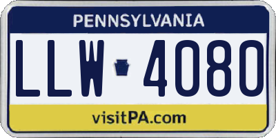 PA license plate LLW4080