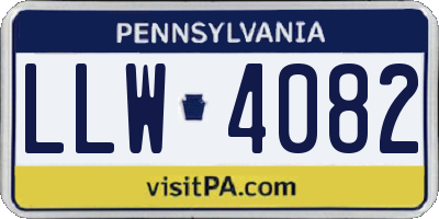 PA license plate LLW4082