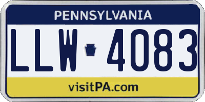 PA license plate LLW4083