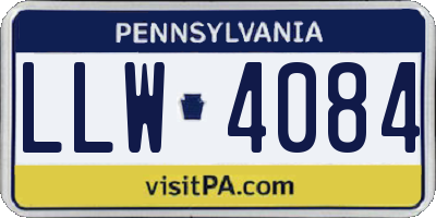 PA license plate LLW4084