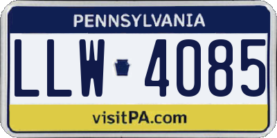 PA license plate LLW4085
