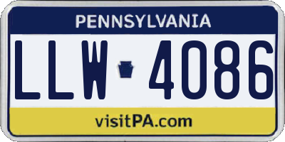 PA license plate LLW4086