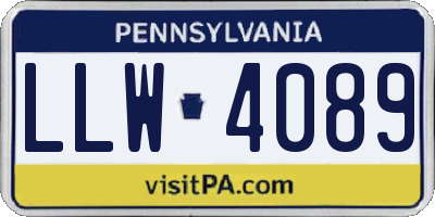 PA license plate LLW4089