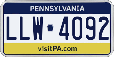 PA license plate LLW4092