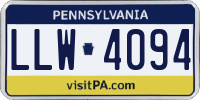PA license plate LLW4094