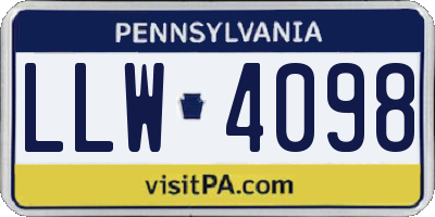 PA license plate LLW4098