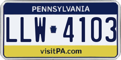 PA license plate LLW4103