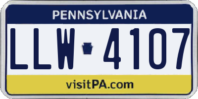 PA license plate LLW4107