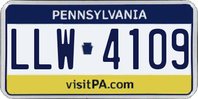 PA license plate LLW4109