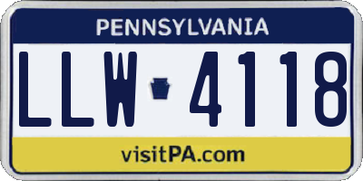 PA license plate LLW4118