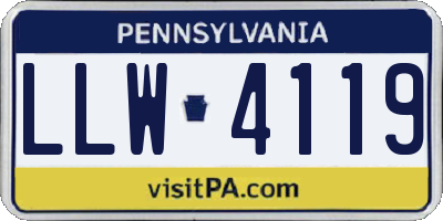 PA license plate LLW4119