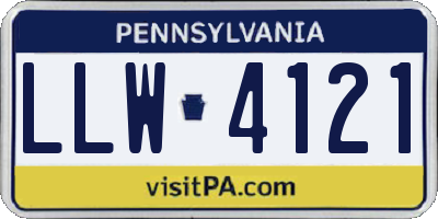 PA license plate LLW4121